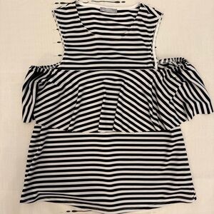 Zara Black and White Striped Blouse
